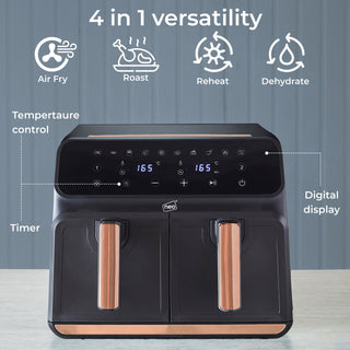 Neo Black & Copper Electric 8.5L Digital Air Fryer with Dual Drawer
