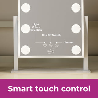 Neo Hollywood Vanity Touch Mirror with 9 LED Bulbs