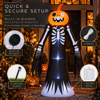 Neo Halloween Inflatable Pumpkin Skeleton with LED Lights 2.7 Metre