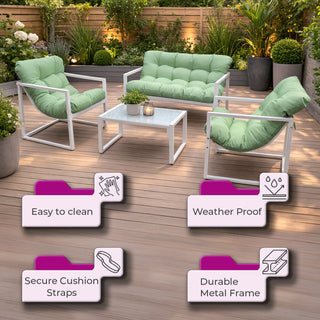 Neo Green 4 Piece Outdoor Metal Patio Garden Furniture Set