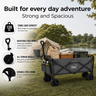 Neo Grey Folding Wagon Garden Cart 140L 120kg