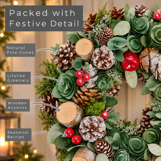 Neo 50cm Christmas Woodland Wreath Front Door