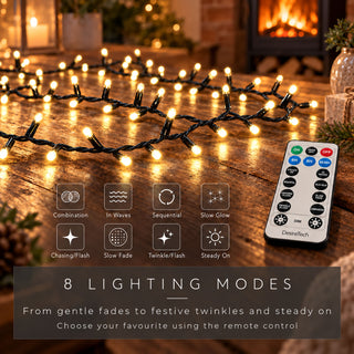 Neo Warm White 720 LED Cluster Christmas String Lights 30 Metre