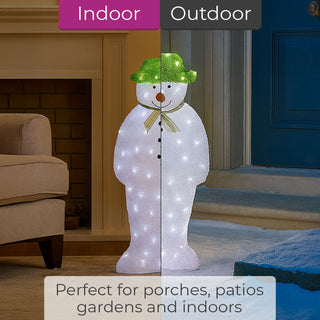 Neo 100 White LED Snowman Figure 55cm Light Up Lights Static Acrylic Christmas Festive Decoration Display for Indoors & Outdoors Ornament Garden Home