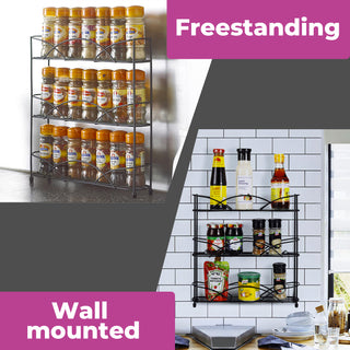 Neo Black Free Standing 3 Tier Table Top Spice Rack