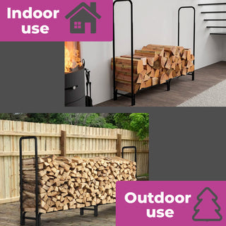Neo 240cm Outdoor Metal Log Holder Storage Rack with Cover