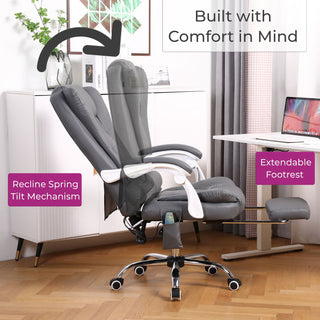 Neo Office Chair Dark Grey Faux Leather With Footrest & Massage Function