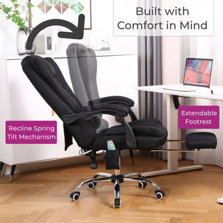 Neo Office Chair Black Fabric Footrest & Massage Function Steel Frame