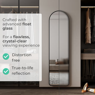 Neo Black Full Length Mirror 40x150cm with Metal Frame HD Dressing Wall Mounted Free Standing Floor for Bedroom Hallway Living Room Wardrobe