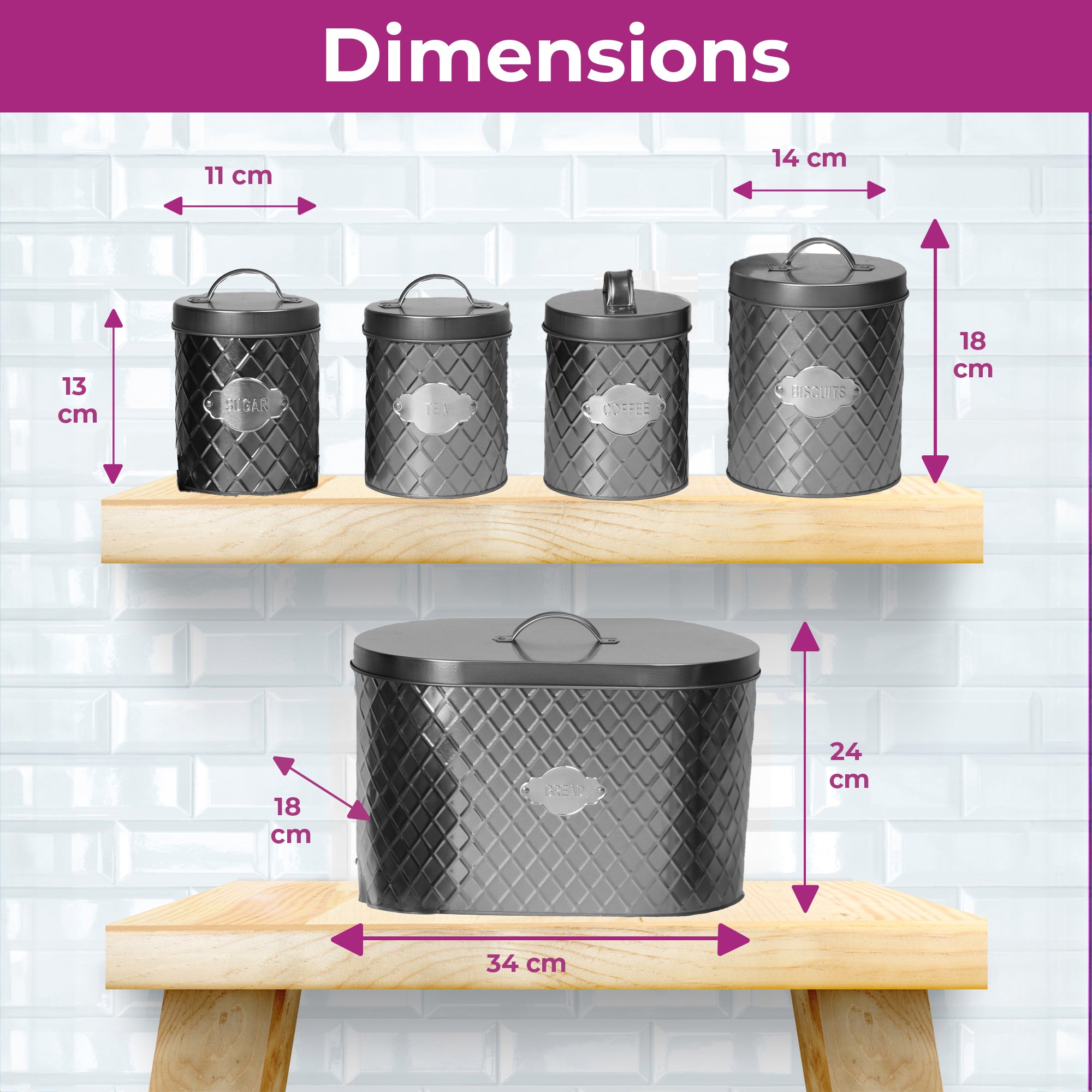 Kitchen Storage Jars Grey Tea And Coffee Pots Storage Canisters