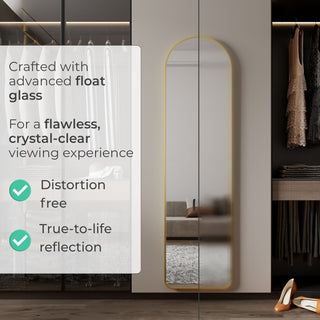 Neo Gold Full Length Mirror 40x150cm with Metal Frame HD Dressing Wall Mounted Free Standing Floor for Bedroom Hallway Living Room Wardrobe