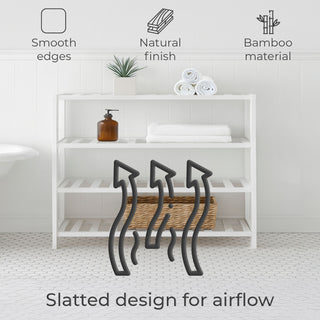 Neo White 4-Tier Bamboo Shoe Rack Wooden Shoe Storage Organiser Shelf for Hallway, Entrance Living Room