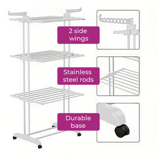 Neo White 4 Tier Folding Clothes Horse Drying Rack