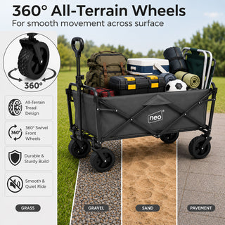 Neo Grey Folding Wagon Garden Cart 140L 120kg