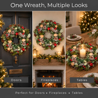 Neo 50cm Christmas Woodland Wreath Front Door
