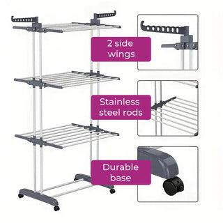 Neo Grey 4 Tier Folding Clothes Horse Drying Rack