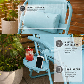 Neo Aqua Zero Gravity Recliner Garden Sun Loungers Set of Two