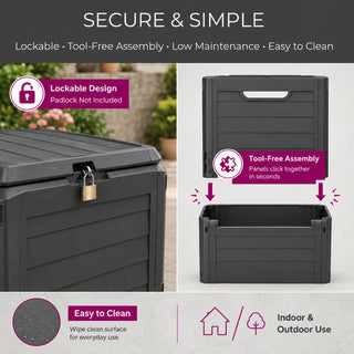 Neo Dark Grey 140L Garden Storage Box Outdoor Chest