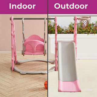 Neo 4-in-1 Pink Kids Playset Toddler Slide, Swing, Stairs and Hoop