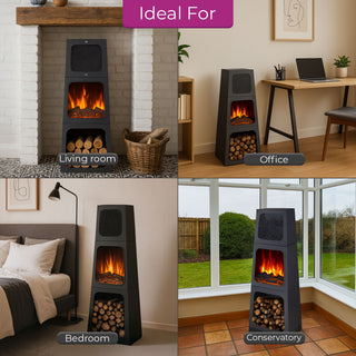 Neo Electric Heater Fireplace Modern Pyramid Free Standing