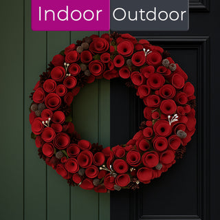 Neo Luxury 50cm Extra Large Red Rose Wreath
