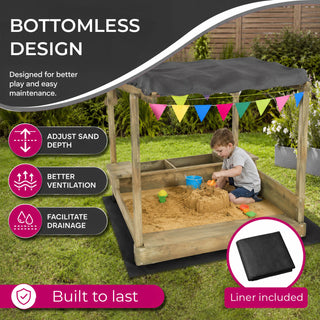 Neo Wooden Sandbox Canopy Outdoor Garden Sand Pit