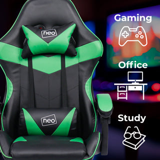 Neo Green/Black Massage Leather Gaming Chair with Footrest