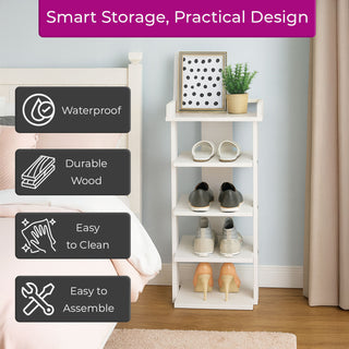 Neo White Multi-Layer Wooden Shoe Rack