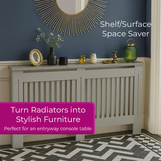 Neo Large Grey Decorative Wooden Radiator Cover