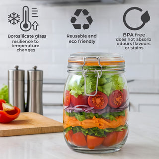 Neo 1L Pack of 3 Canisters with Airtight Silicone Seal Lids