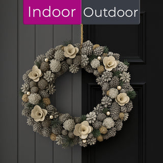 Neo Luxury 50cm Extra Large Frosted Pine Cone Wreath