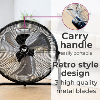 Neo High Velocity Black Metal Floor Freestanding Fan  - 20 Inch
