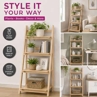 Neo Natural 4 Tier Wooden Foldable Plant Stand