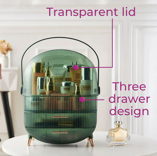 Neo Transparent Green Three Layer Cosmetic Makeup Organiser & Holder