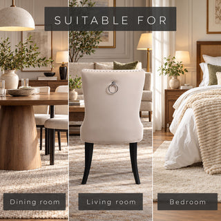 Neo Set of 2 Natural Studded Velvet Dining Chairs