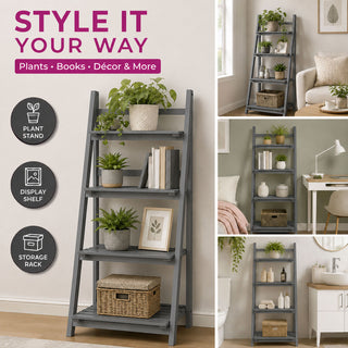 Neo Grey 4 Tier Wooden Foldable Plant Stand