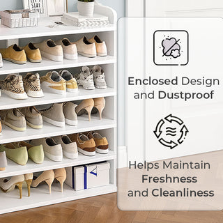 Neo White 6 Tier Wooden Shoe Rack