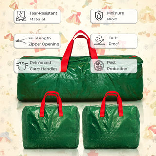 Neo 3 Piece Christmas Storage Bag Set 1x Large Xmas Tree Bag 2x Decoration Lights Ornaments Bags