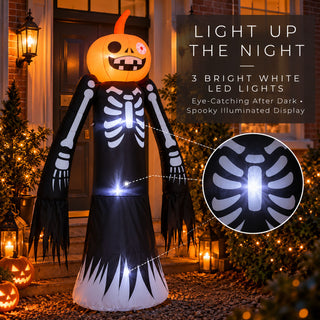 Neo Halloween Inflatable Pumpkin Skeleton with LED Lights 2.7 Metre
