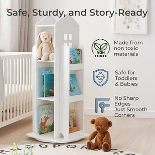 Neo White House Shaped 360° Rotating Kid's Freestanding Bookshelf