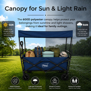Neo Folding Wagon Canopy Garden Cart 110L 120kg - Navy