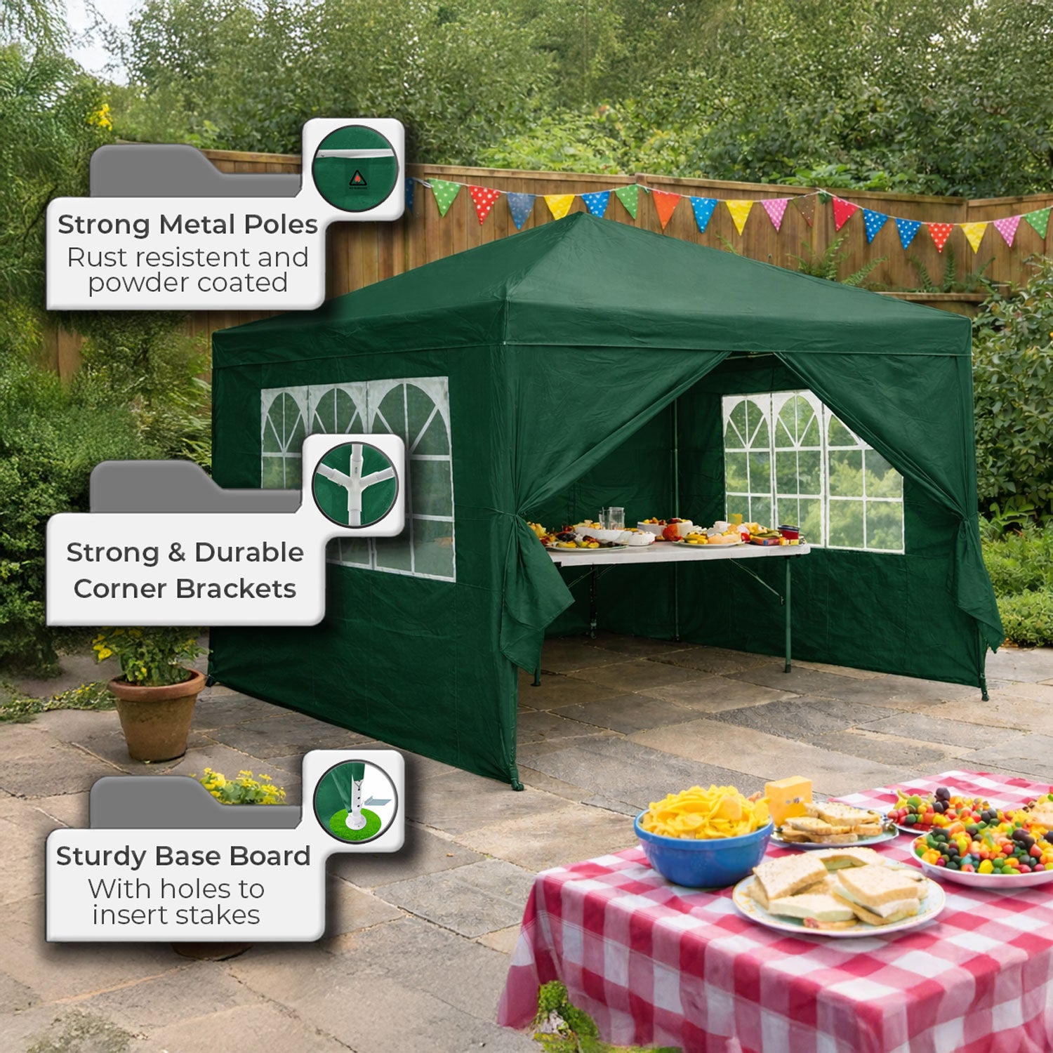 Neo Green 3m x 3m Light Weight Event Gazebo Canopy Marquee Tent
