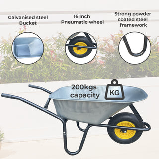 Neo 120L Large Heavy Duty Solid Wheelbarrow Wheel Barrow