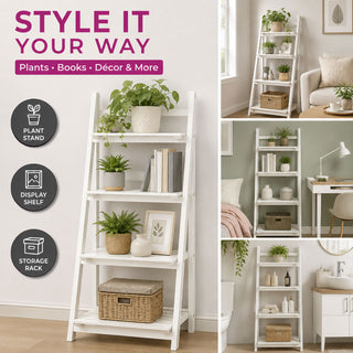 Neo White 4 Tier Wooden Foldable Plant Stand