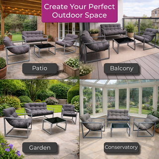 Neo Grey 4 Piece Outdoor Metal Patio Garden Furniture Set