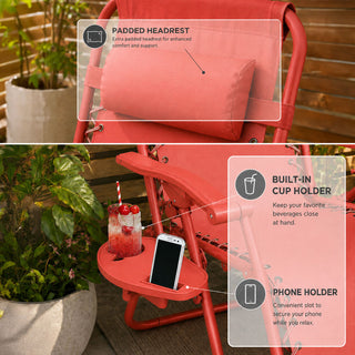 Neo Red Zero Gravity Recliner Garden Sun Loungers Set of Two