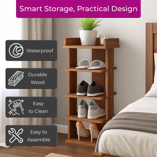 Neo Walnut Multi-Layer Wooden Shoe Rack