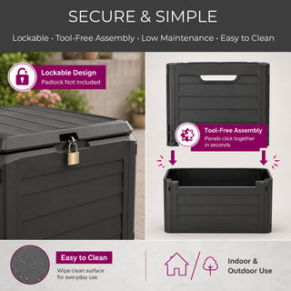 Neo Black 140L Garden Storage Box Outdoor Chest