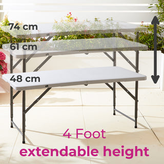 Neo Folding Picnic Table Portable 4FT Extendable Height