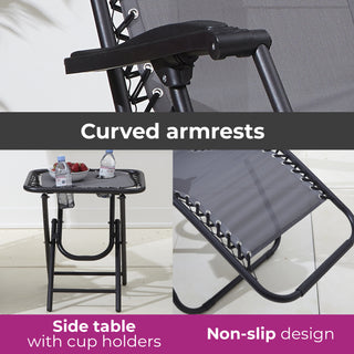 Neo Grey Folding Portable Zero Gravity Chairs and Table Set
